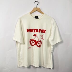 White Fox Graphic Tee Cherry Limited Edition Oversized Cotton Shirt L XL